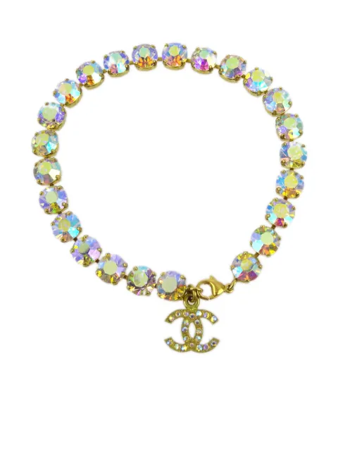 CHANEL Pre-Owned 1995 rhinestone chain anklet Gold ER95P