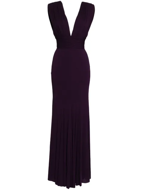 Herve L. Leroux pleated fishtail gown Purple C15124P