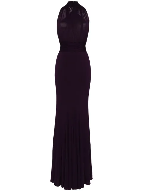 Herve L. Leroux v-neck open-back gown Purple KELLYGOWNP