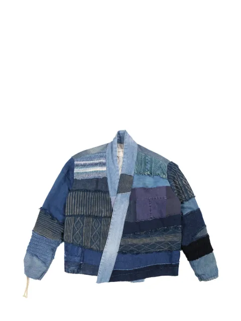 Greg Lauren Mixed Blues GL1 cropped jacket Blue HM005