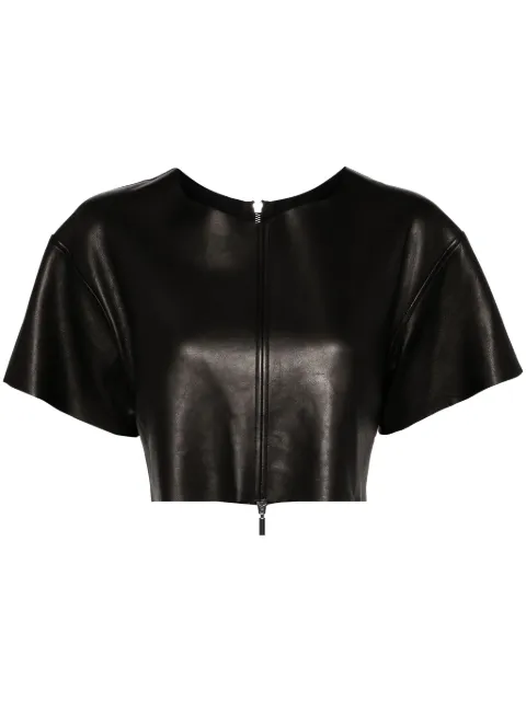 Maticevski cropped leather T-shirt Black TO5222
