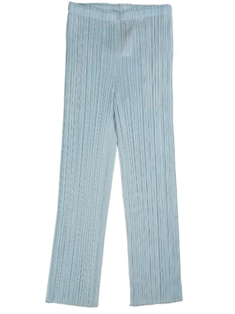 Pleats Please Issey Miyake plissé-effect slim-cut trousers Blue PP46JF138