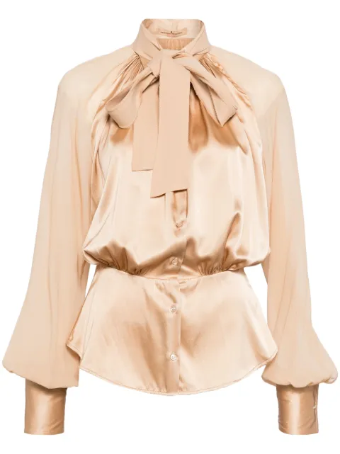 Ermanno Scervino puff-sleeves buttoned shirt Neutrals K732OEL