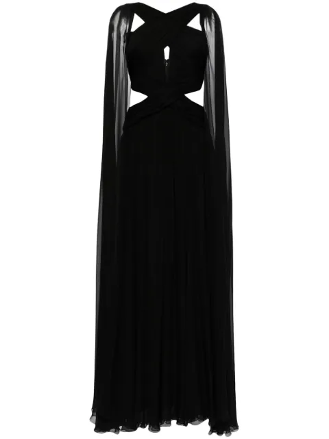 Zuhair Murad silk-chiffon cape gown Black FDR23036B