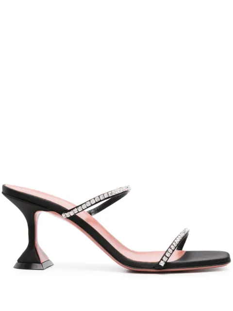 Amina Muaddi Gilda 70mm satin sandals Black C9S333518GIL