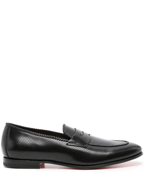 Santoni perforated leather penny loafers Black MCNC18399SA4MPHF