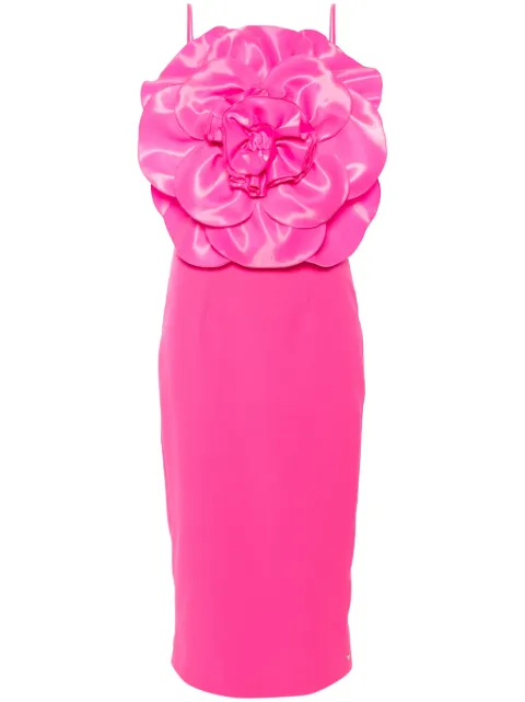 NISSA floral-appliqué crepe dress Pink RS15500PINK