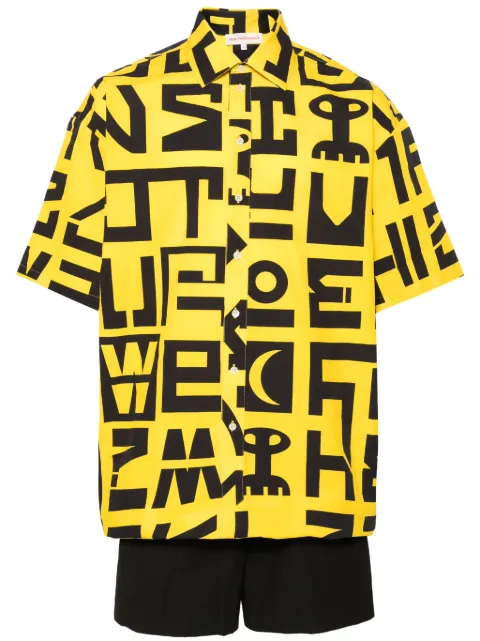 Walter Van Beirendonck logo-print cotton jumpsuit Yellow 4002