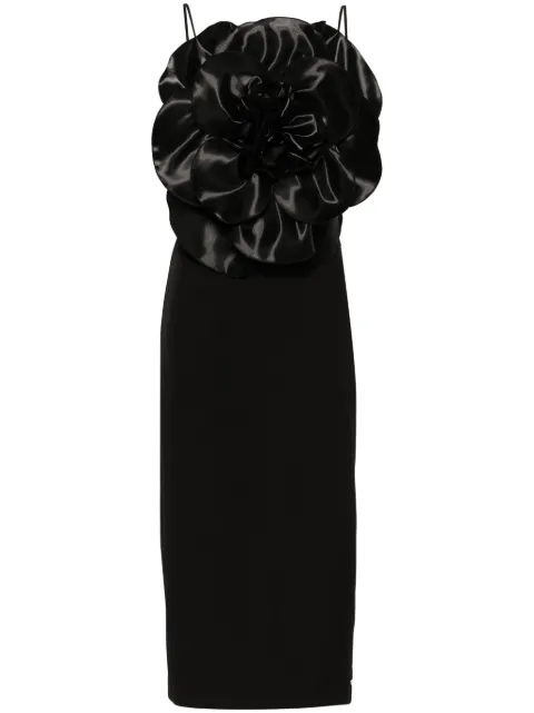 NISSA floral-appliqué dress Black RS15500BLACK