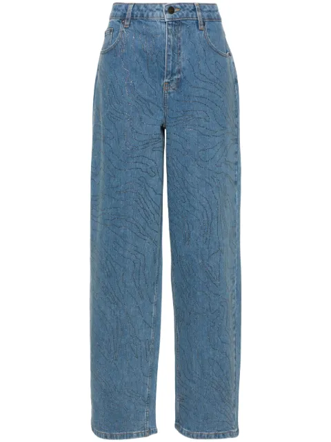 ROTATE BIRGER CHRISTENSEN rhinestone-embellished wide-leg jeans Blue 112638