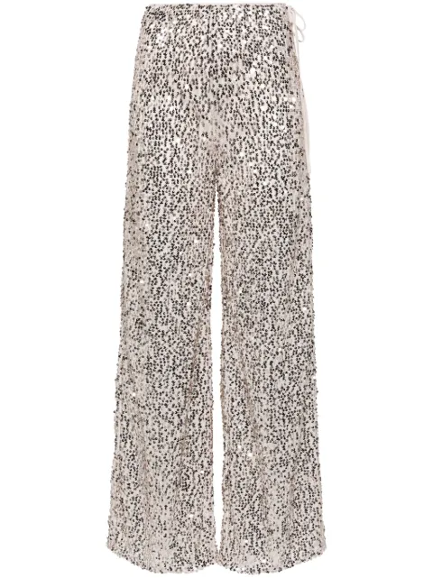 ROTATE BIRGER CHRISTENSEN Net sequin straight-leg trousers Neutrals 112627