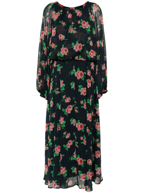 ROTATE BIRGER CHRISTENSEN floral-print off-shoulder chiffon maxi dress Blue 112551