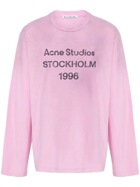 Acne Studios logo-print distressed T-shirt Purple CL0197