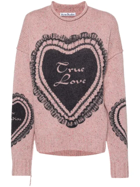 Acne Studios heart-print chunky-knit jumper Pink A60552