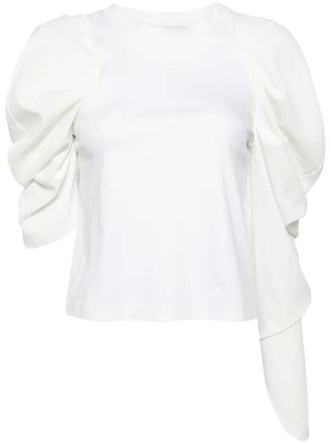 Besfxxk asymmetric balloon-sleeve blouse White DT2400