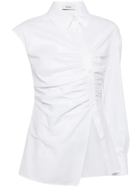 Besfxxk gathered-detail asymmetric shirt White AWSB2400