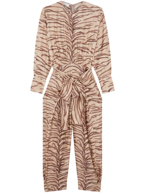 Stella McCartney tiger-print organic-silk jumpsuit Neutrals 6100053ES210