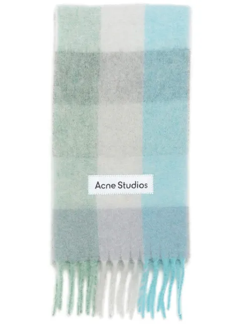 Acne Studios logo-patch checked scarf Grey CA0084