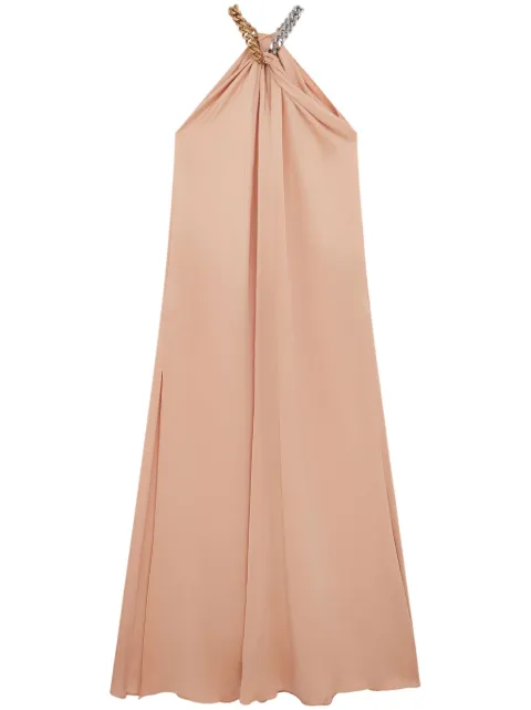 Stella McCartney chain link-detail halterneck gown Neutrals 6A04263AU309