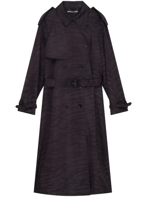 Stella McCartney tiger-print recycled-polyamide trench coat Black 6700383ES300
