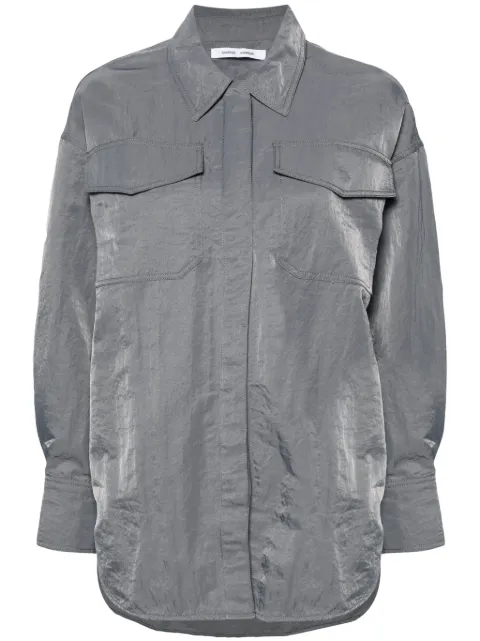 SAMSOE SAMSOE Gira press-stud crinkled shirt Grey F23400007