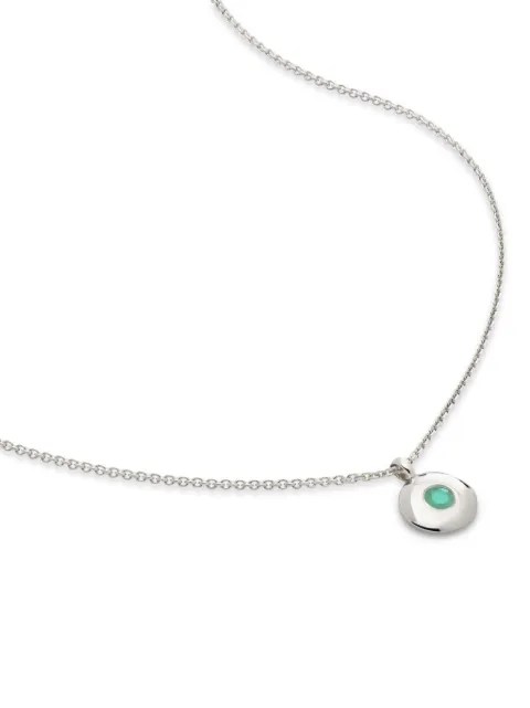 Monica Vinader May emerald pendant necklace Silver SSNKBSNLEME