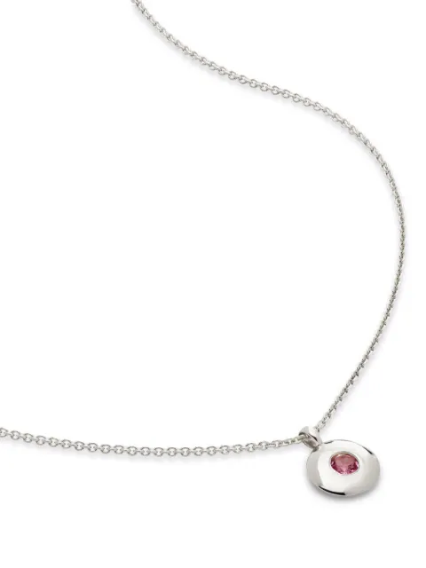 Monica Vinader October Birthstone pink tourmaline necklace Silver SSNKBSNLPTR