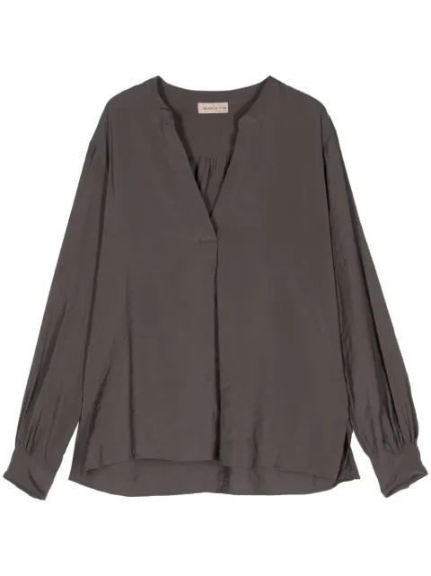 Blanca Vita band-collar long-sleeves blouse Grey TRADEY3724