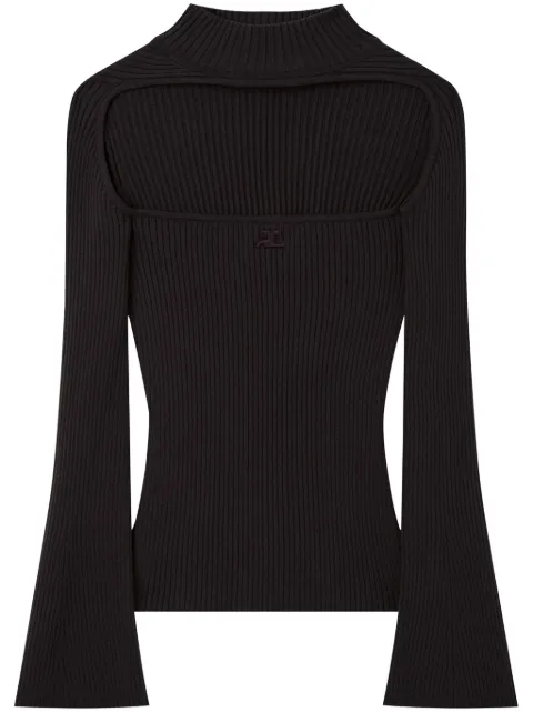Courrèges cut-out ribbed jumper Brown 224MPU160FI0001