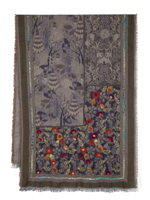 Leathersmith of London floral-embroidered scarf Blue SCARF18597