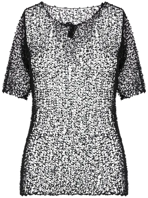 Maison Margiela dot-embroidered semi-sheer top Black S29HL0009M13007