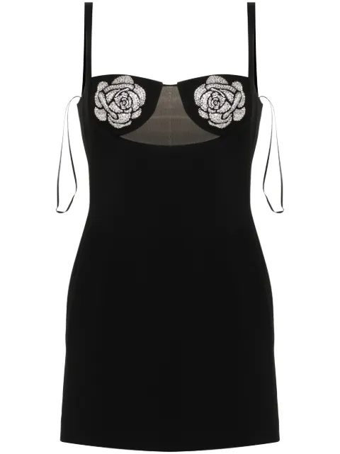 David Koma floral-appliqué mini dress Black SS24DK67D