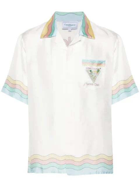 Casablanca cuban-collar silk shirt White UMPF24SH003
