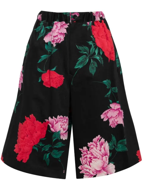 Yohji Yamamoto floral-print wide-leg shorts Black HSP46020CAPSULE