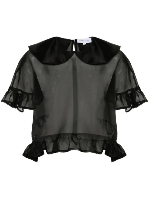 Ioana Ciolacu Dahlia semi-sheer blouse Black IC24BL02
