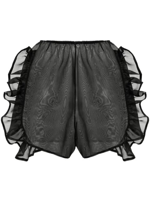 Ioana Ciolacu Peony ruffle-trim cotton shorts Black IC24SP01