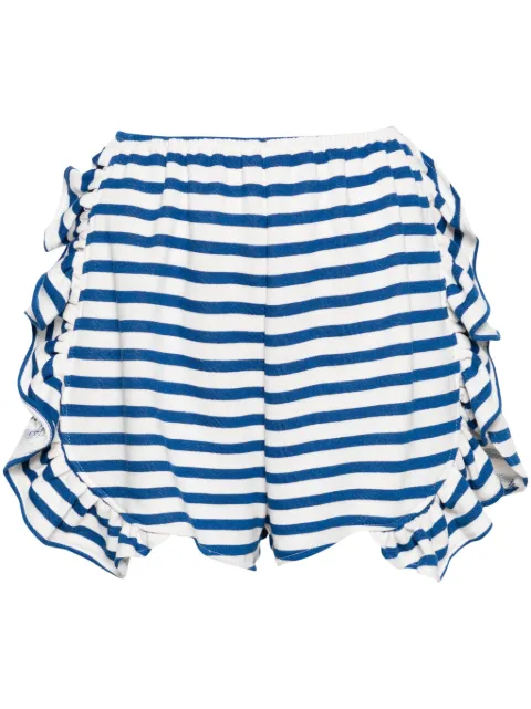 Ioana Ciolacu Striped Peony ruffled shorts White ID24SP01