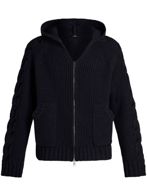ETRO cable-knit zip-up hoodie Blue MRKF0059AL240