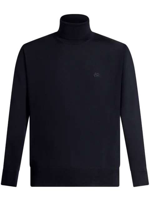 ETRO Pegaso-embroidered wool jumper Blue MRKF0067AL257