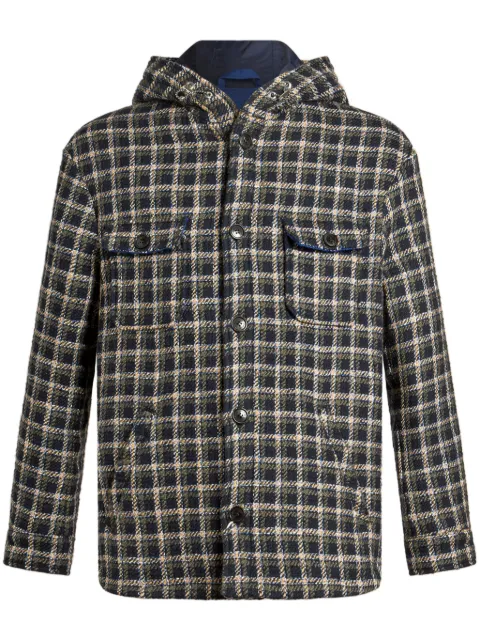 ETRO tartan-check hooded shirt jacket Blue MRBA002999TQB27