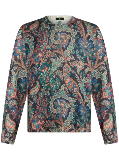 ETRO floral intarsia-knit jumper Blue MRKF0075AK346