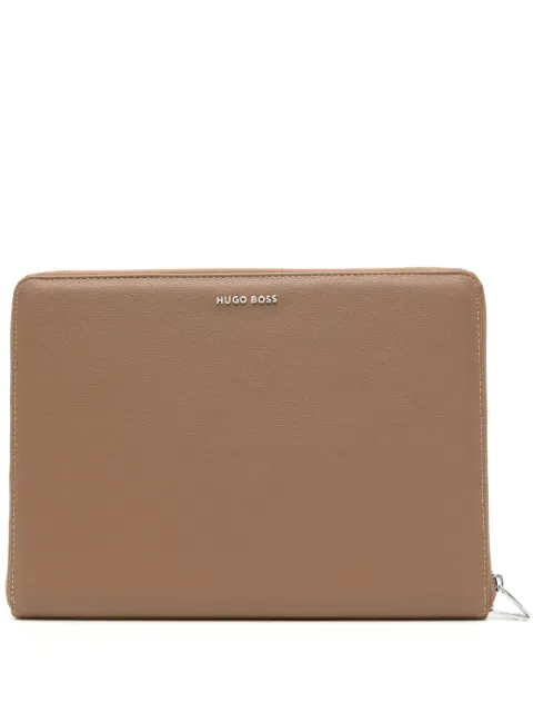 BOSS logo-lettering leather conference folder Brown HTA410X
