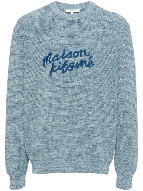 Maison Kitsuné Handwriting logo-embroidered jumper Blue MM00807KT1108
