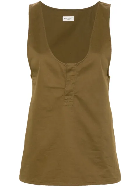 Saint Laurent twill-weave sleeveless top Green 790097Y7I17