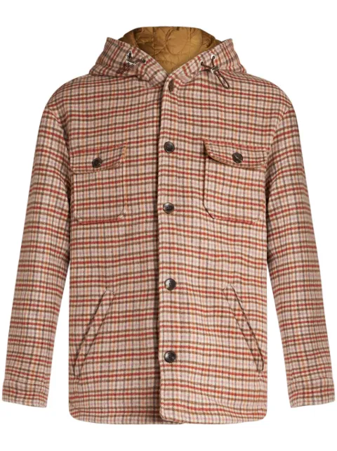 ETRO tartan-check hooded shirt jacket Pink MRBA002999TU2G6
