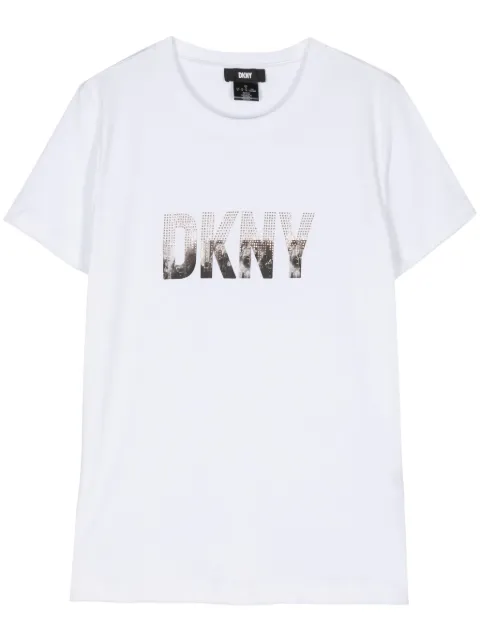 DKNY rhinestone-embellished logo T-Shirt White P4DHJWNA