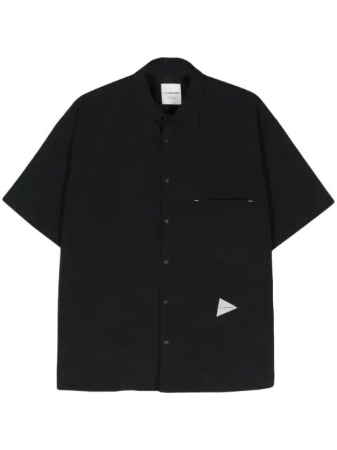 and Wander logo-patch classic-collar shirt Black 5744183158