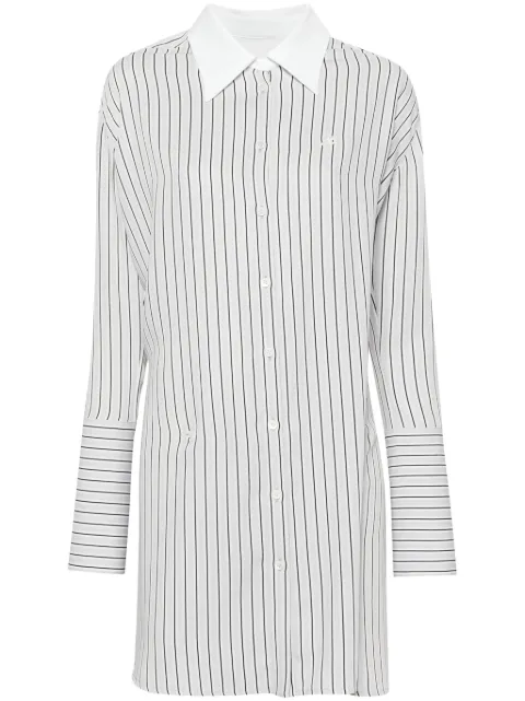 Courrèges logo-patch striped shirt Black 224CBD076PR0066