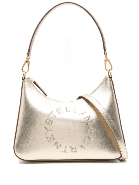 Stella McCartney studded-logo metallic shoulder bag Gold 7B0104WP0422