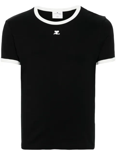 Courrèges Contrast cotton T-shirt Black VESJTS020JS0070